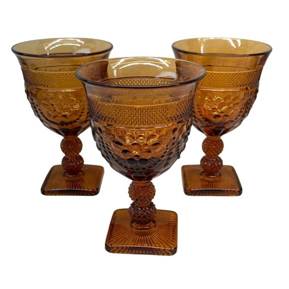 3 Imperial Glass Chroma Amber Water Goblets 5 1/2" - Picture 2 of 7